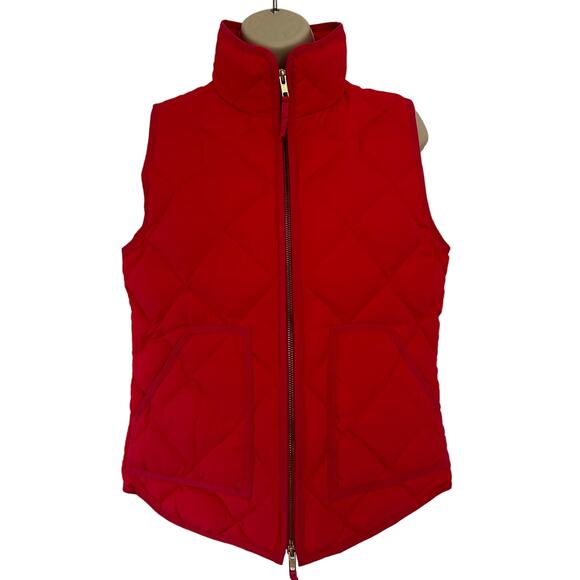 J. Crew Quilted Down Excursion Vest Puffer Lightweight Bohemian Red Women's XS - Picture 1 of 13
